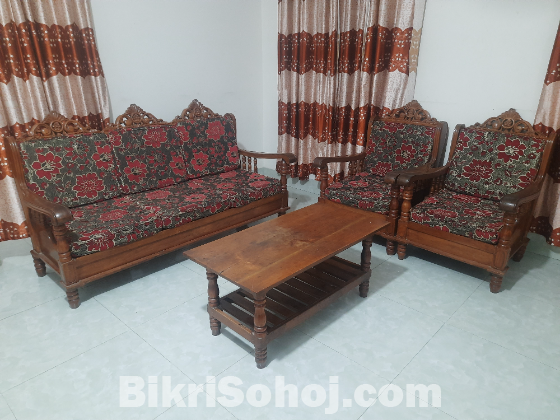 অরিজিনাল চিটাগং টিক সেগুন কাঠের সোফা সেট